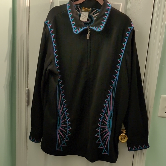 Bob Mackie Jackets & Blazers - Bob Mackie Black Jacket with Blue and Purple Embroidery
